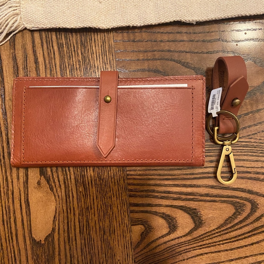 Madewell Leather Post Wallet and Sydney Key Fob
